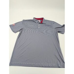 Oobe Polo Shirt Mens Large Gray Stripe Hydrochill Chick-fil-A Short Sleeve